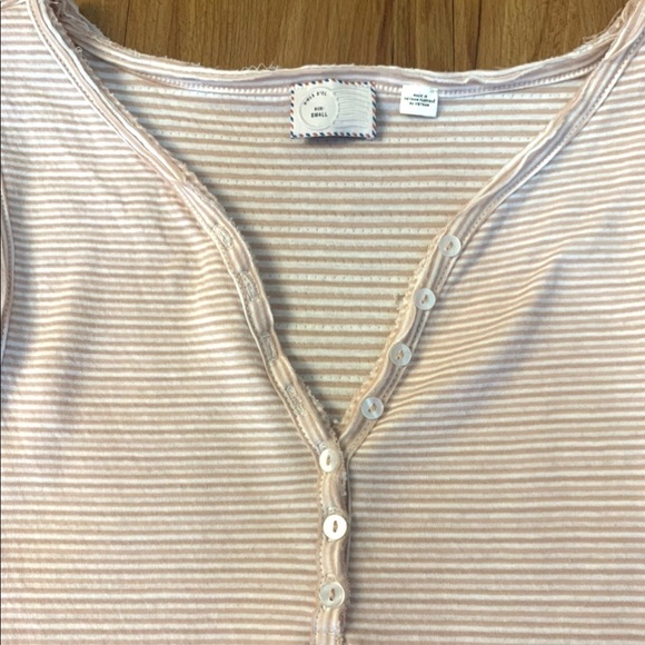 Anthropologie Postmark Striped Henley Tank Top - Picture 7 of 11